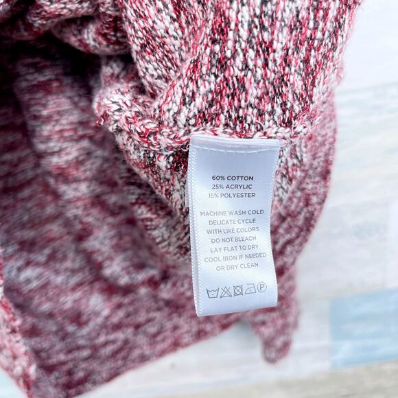 Lilla P Ruffle Marled Knit Sweater Red Boat Neck Cotton Blend Womens Small - Picture 7 of 7